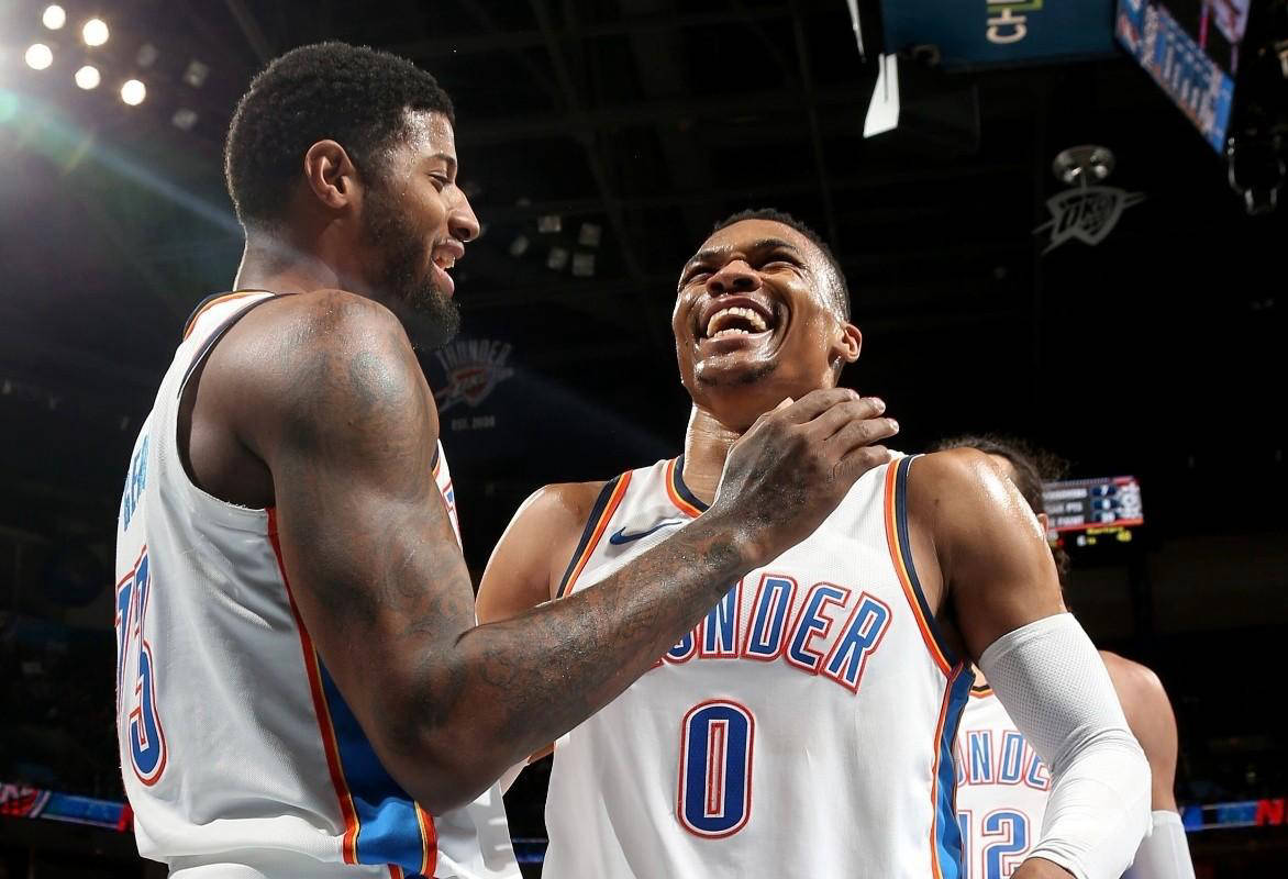 NBA现役5位场均20+10助攻球星,威少榜首,詹姆斯上榜